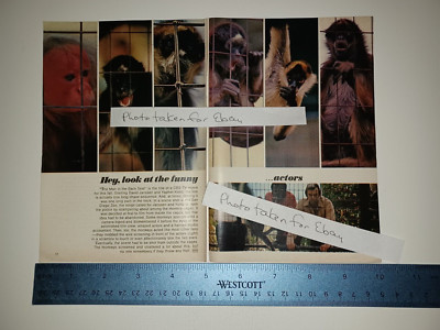 David Janssen & Monkeys 2 Pages Vintage 1970 5x7 Magazine Pictorial
