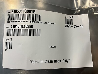 EDWARDS CTI ON BOARD IS 250FX CRYOPUMP P/N: 8185311G001R