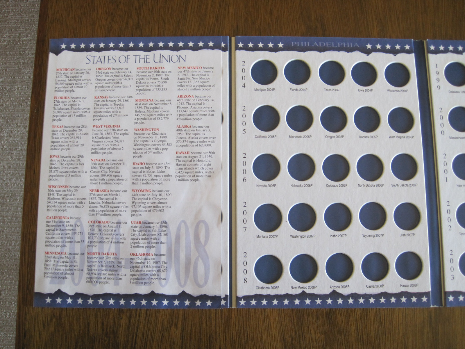 The Official US Mint 50 State Quarters Collectors Folder 1999-2008