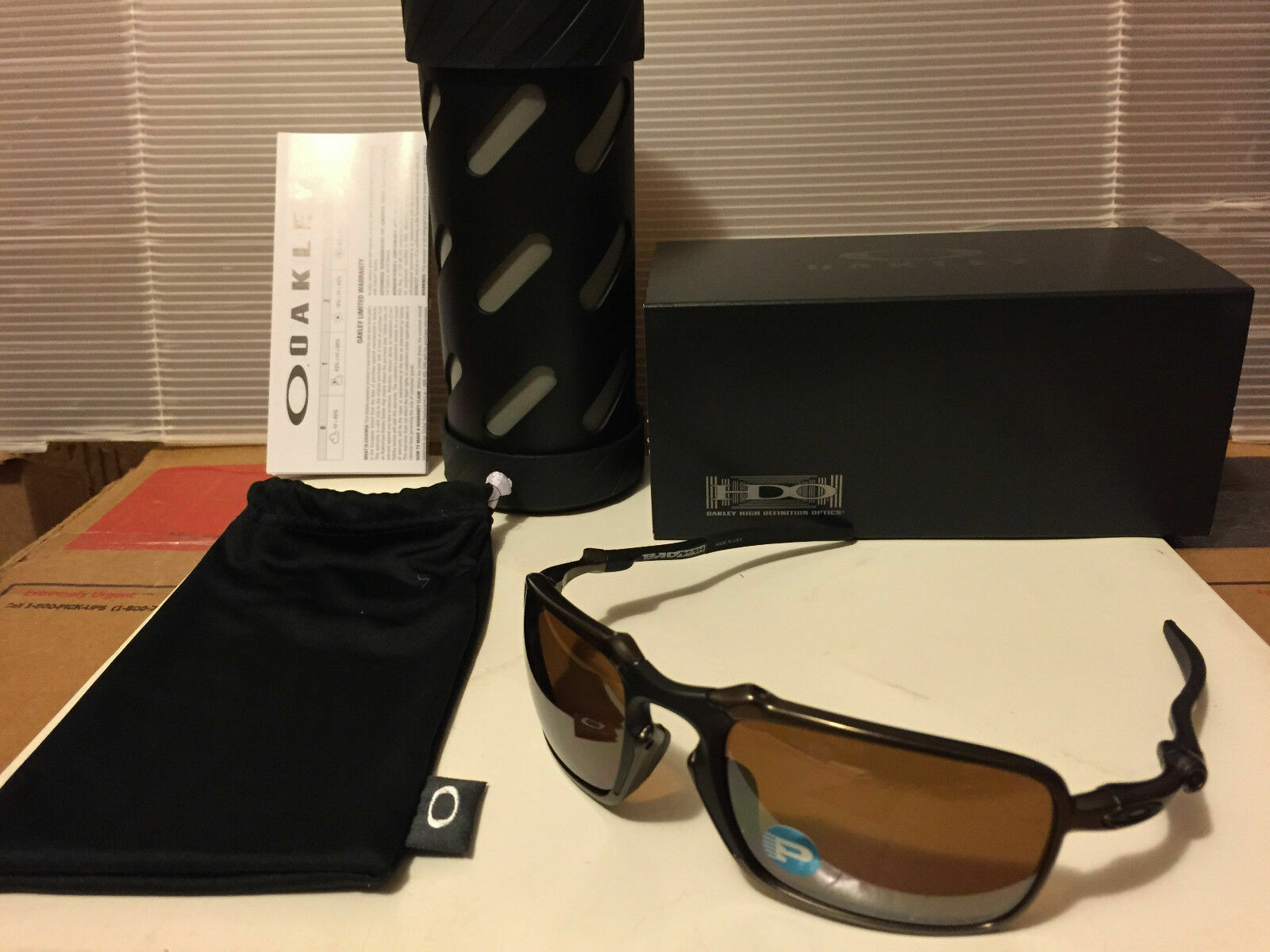 Pre-owned Oakley X-metal Badman - Pewter W/ Tungsten Iridium Polarized, Oo6020-02