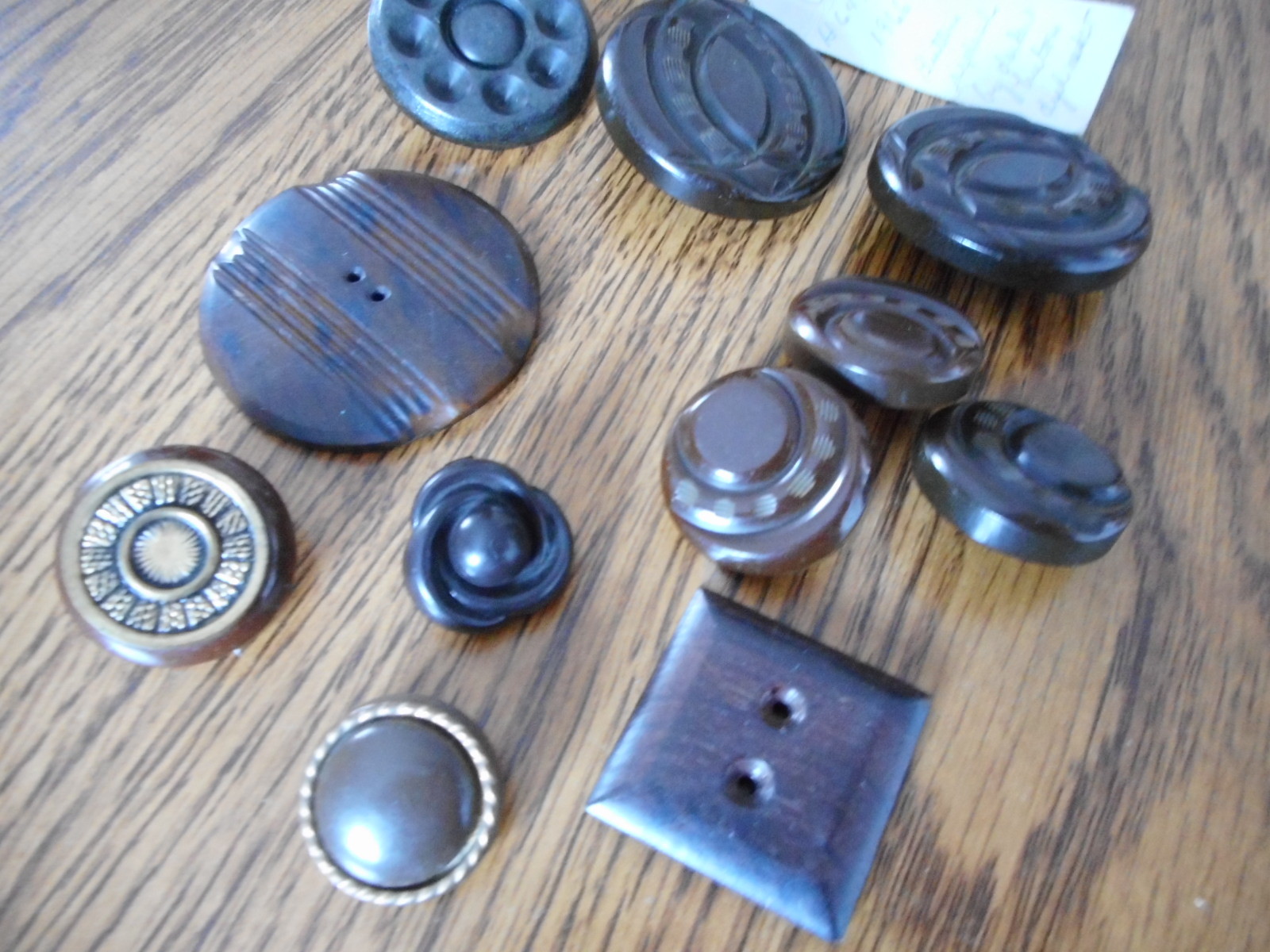 VINTAGE Large BUTTON LOT 11 Unusual BROWN SQUARE Coat +