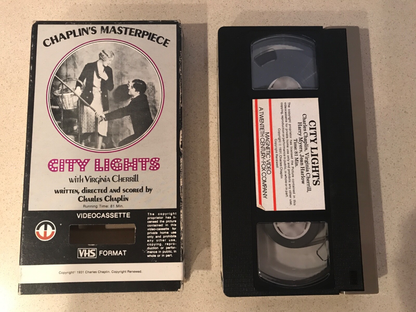 City Lights (VHS, 1978, Magnetic Video) Charlie Chaplin