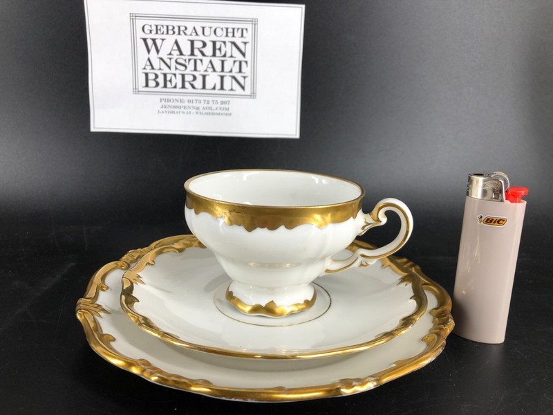 Weimar Porzellan Katharina â¡ï¸Kl. Sammeltasse Tasse D8,5 Teller 17,5cmâ¡ï¸WeiÃ Gold