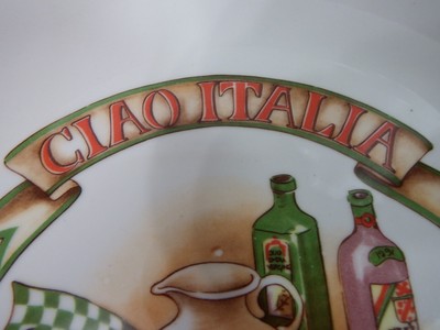 Server Platter bowl Italian theme Antique Glass 