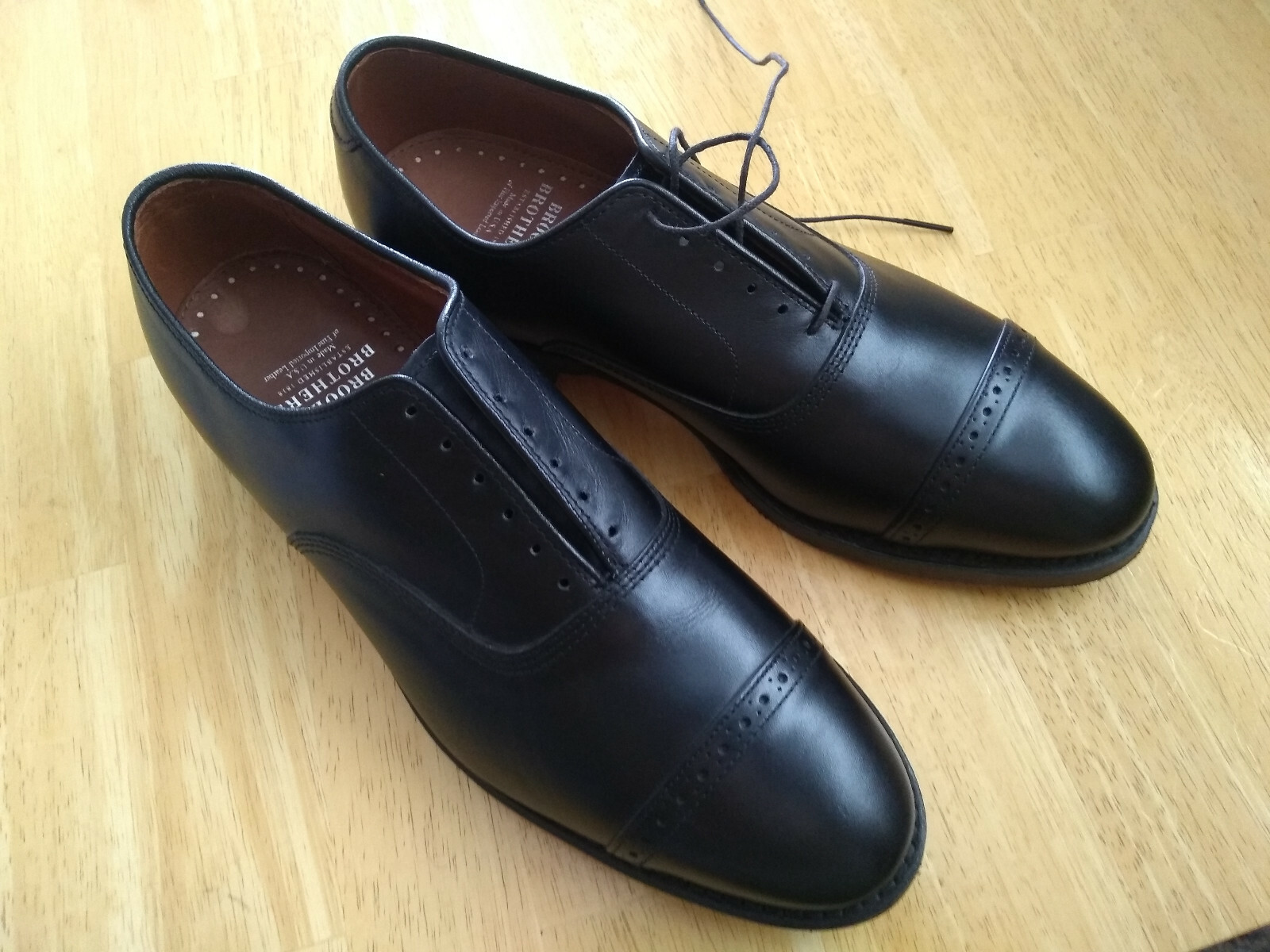 靴 BROOKS BROTHERS x ALLEN EDMONDS / 8E New Brooks Brothers Allen Edmonds Black Punch Cap Balmoral 8