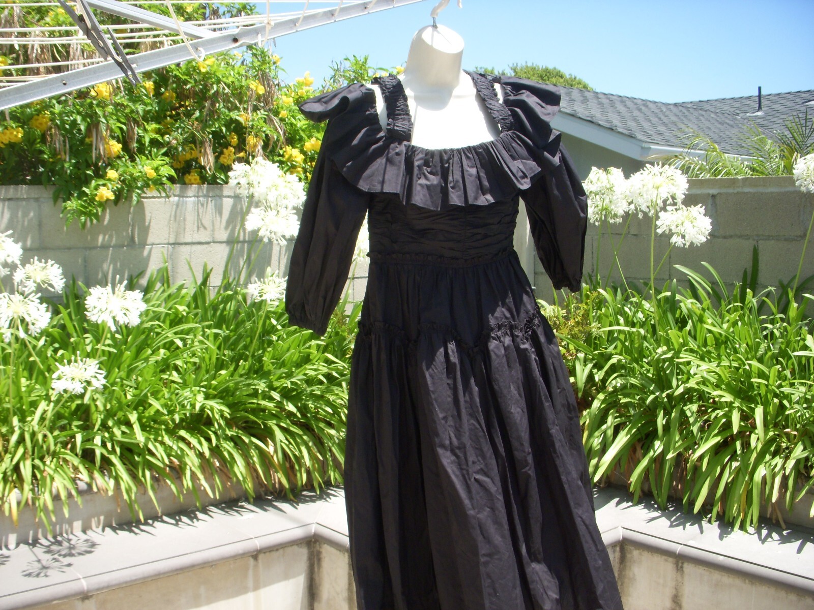 Pre-owned Ulla Johnson Caprice On/off Shoulder Black Midi Dress 100% Cotton Us 8, $520