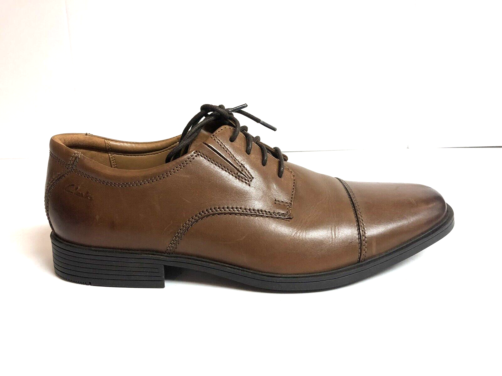 Clarks Men's Tilden Cap Toe, Brown Oxford Dress Shoes Size