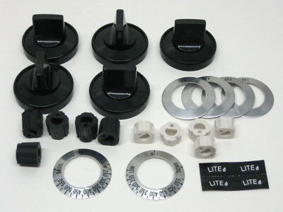 RK203 Gas Range Burner & Thermostat Black Knobs Pkg of 5 Universal NEW