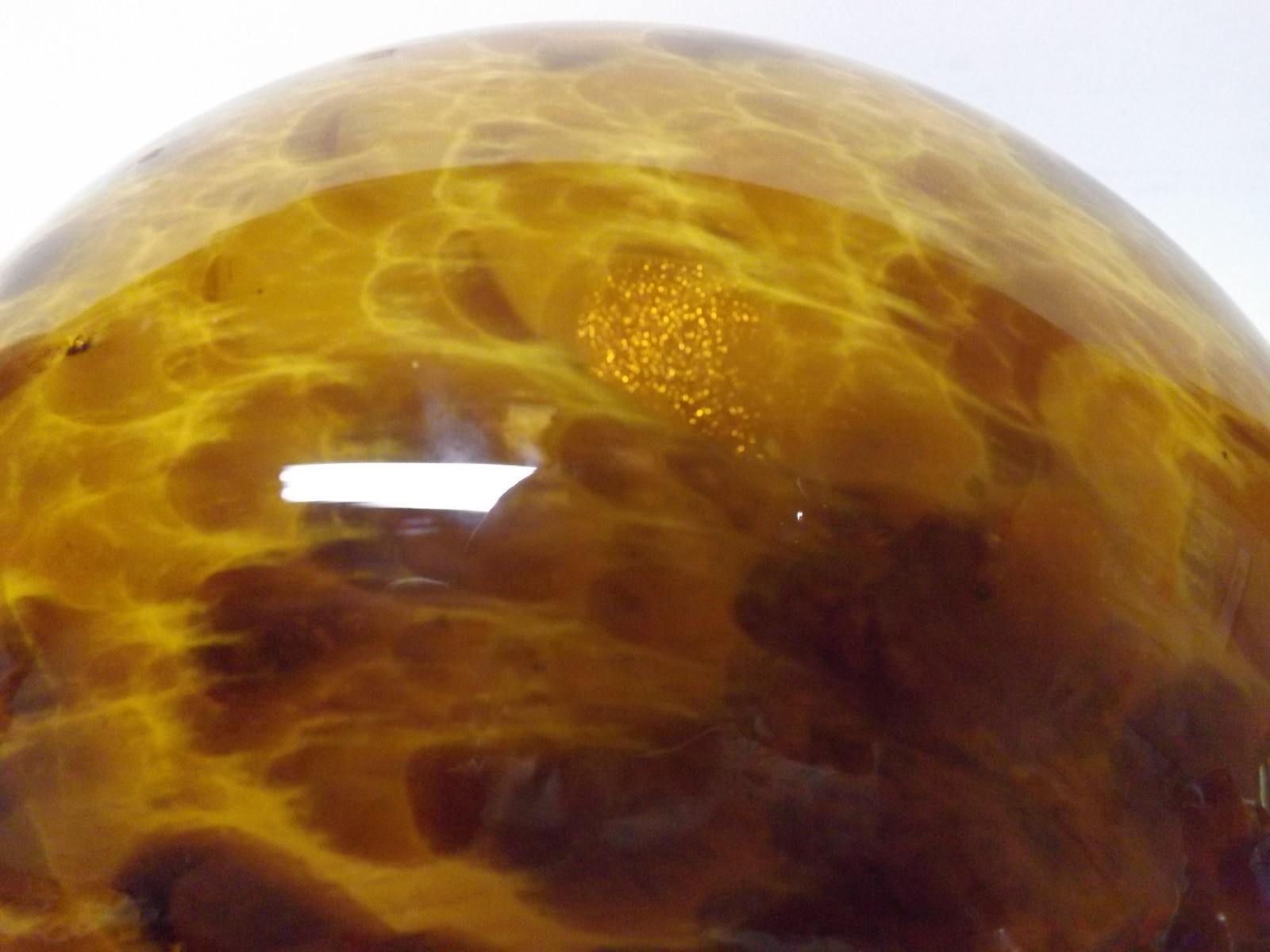 MURANO ART STYLE MULTI TONE BROWN SPLATTER GOLD LUTZ GLASS VASE ART DECO