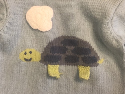 Vintage Baby Gap Boys Turtle Crewneck Sweater Light Blue Size 3-6m