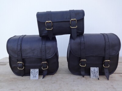 BAGS bike Saddlebags Motorcycle Vintage Leather Side Pouch Saddle Panniers Bags