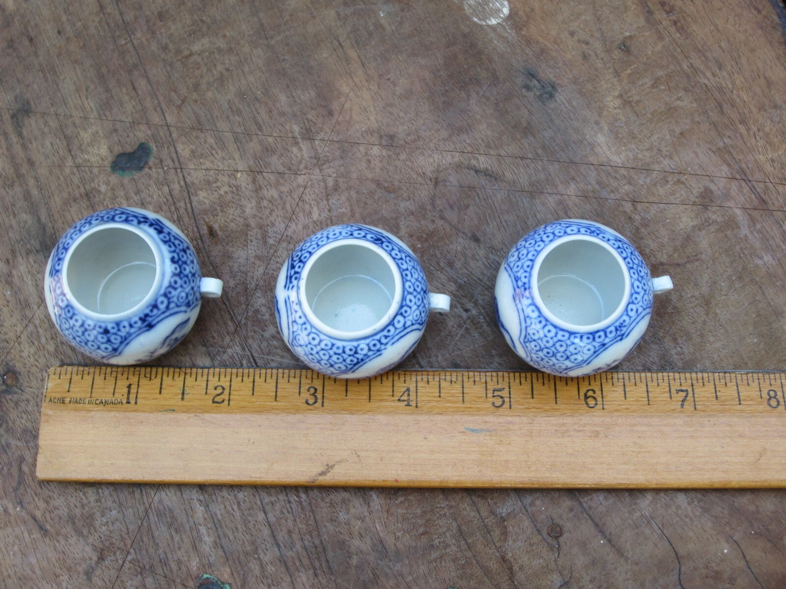 Collection, Lot of Three Blue on White VTG Porcelain Bird Feeders.