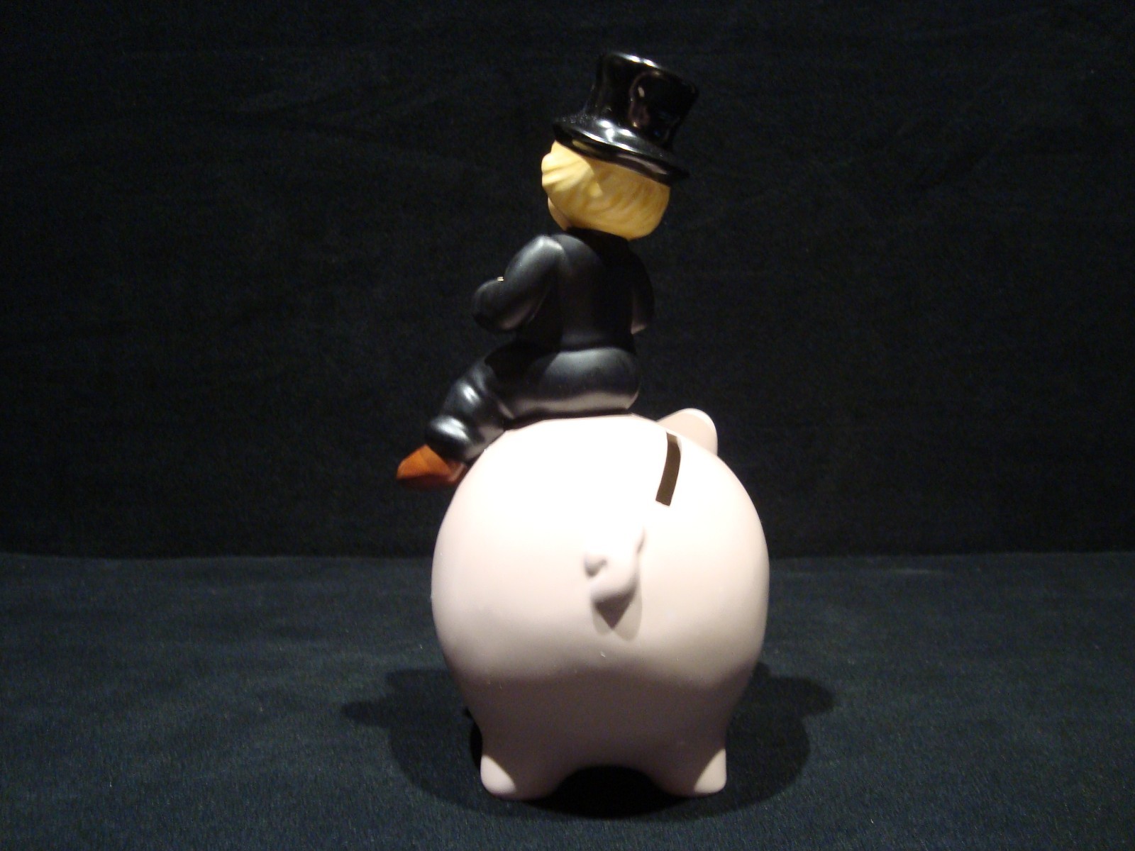 New Vintage Goebel Boy with Shamrock Riding Pig Piggy Bank with Key 10-607-01-8