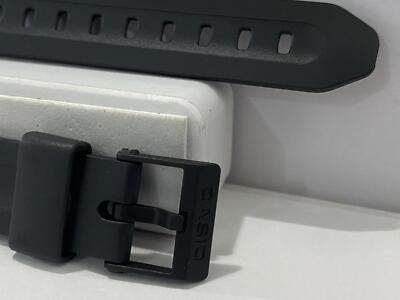 Casio Watchband F-201 Original Casio Strap. 18mm Black Resin Logo Buckle.