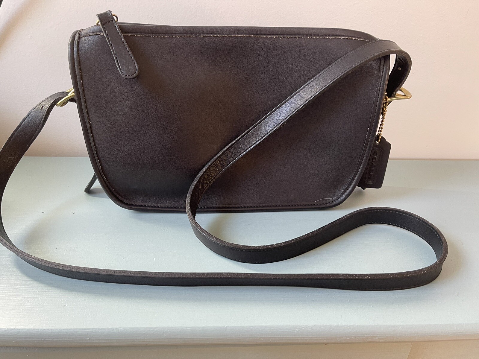 バッグ Vintage Coach Mitchell Bag Black Leather Vintage Coach Purse Mitchell 9968 Crossbody Small Unlined