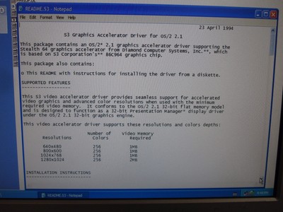 DIAMOND STEALTH 64 OS/2 V2.1 DRIVERS VERSION 1.00 1994 3.5 FLOPPY DISK