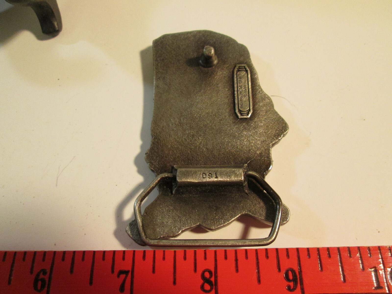 Indiana Metal Craft Belt Buckle USA with Enamel Redneck 1980