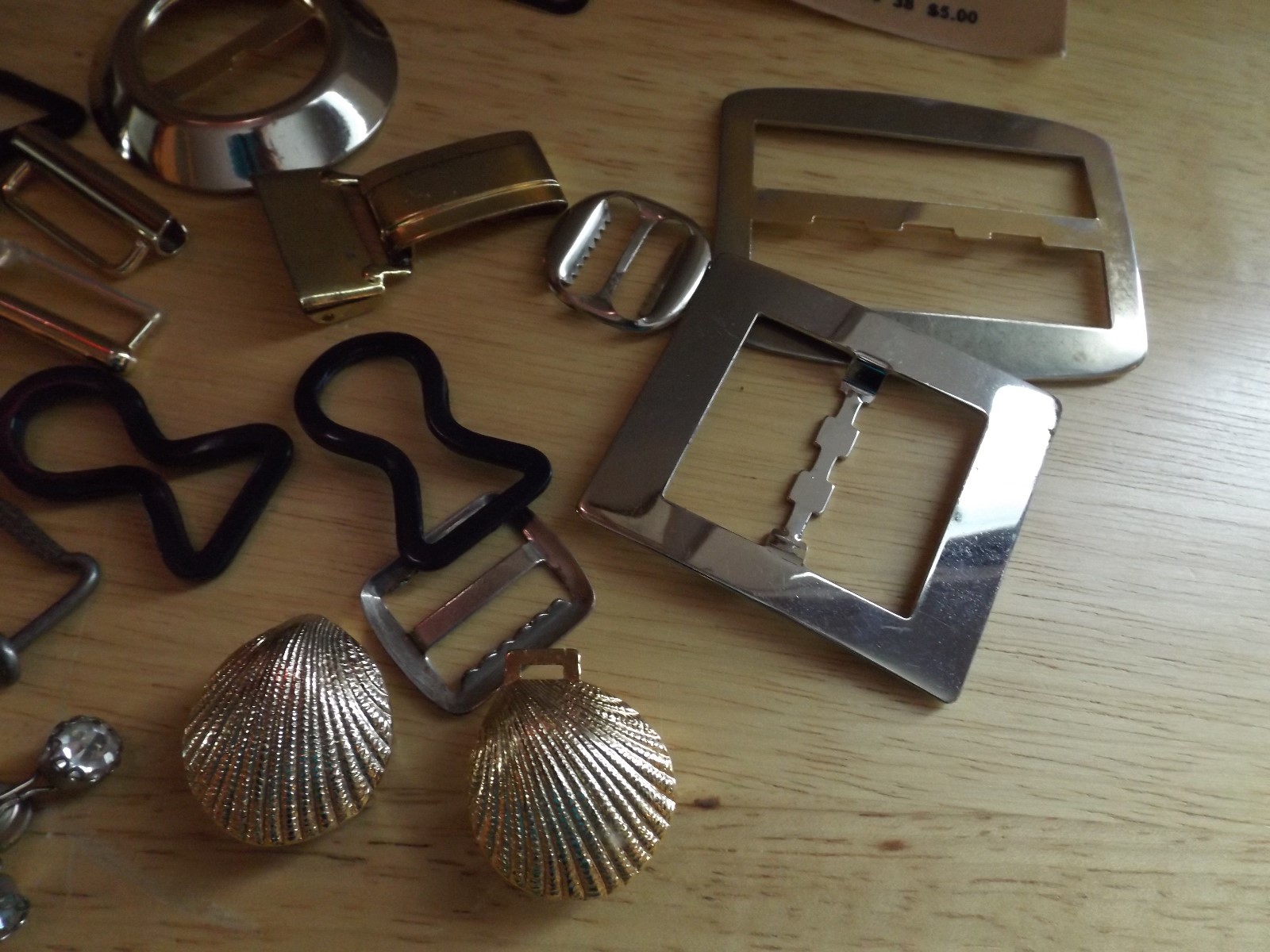 Lot of Vtg Sewing Notions Belt Buckles Clips Rhinestone Buttons