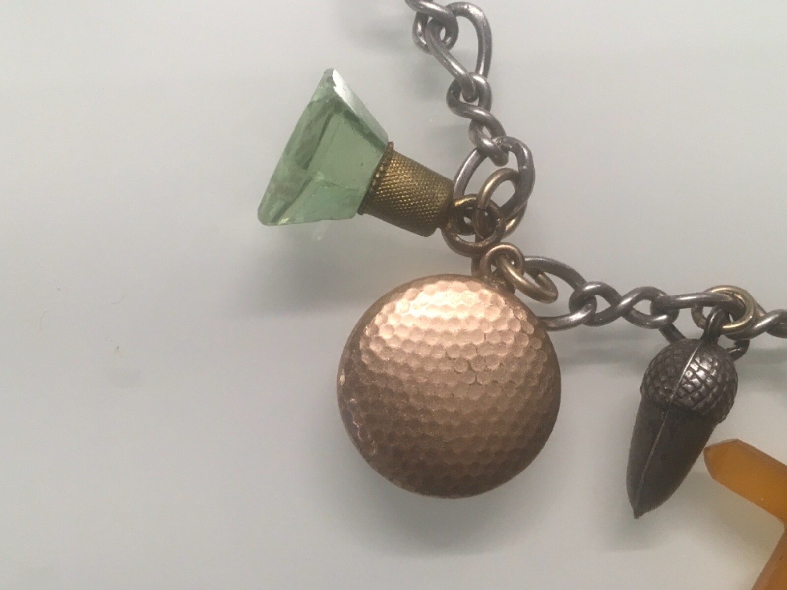 UNUSUAL, RARE ANTIQUE/VICTORIAN CHARMS, VERY SPECIAL BRACELET, ESSEX CRYSTAL ETC