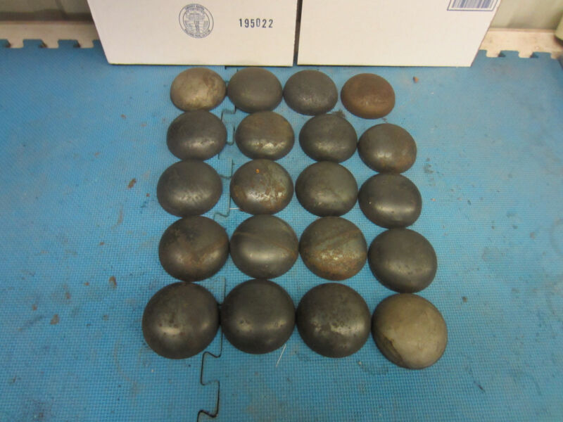 Pipe Caps:  steel, domed, weld on size 3-1/2 inch Outside Diameter. Lot of 20