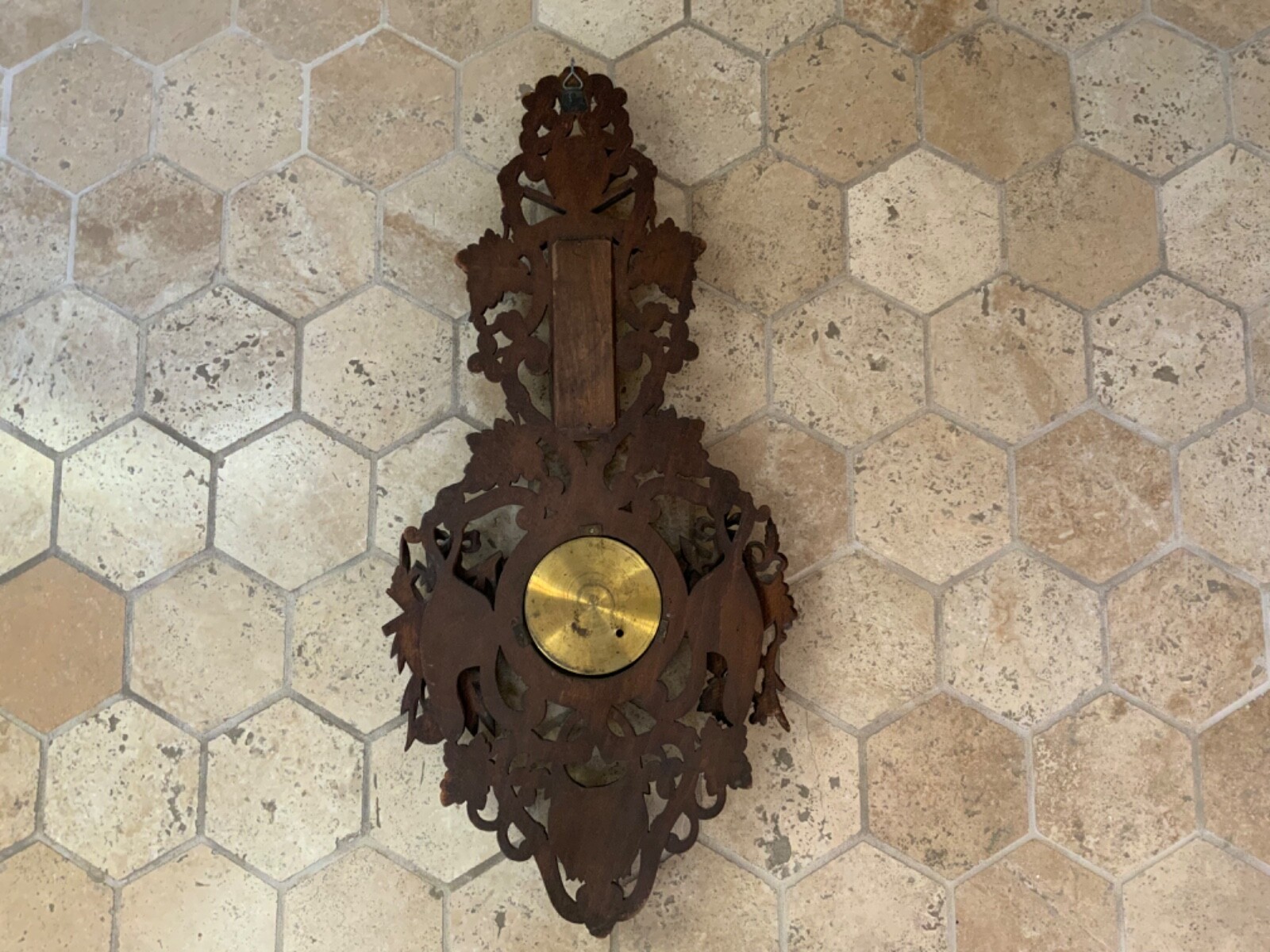 Lovely Antique French Carved Wooden Barometer/Thermometer, not working