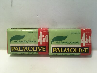 Palmolive Green Bath Beauty Soap Bar 5 OZ Lot of 2 Vtg NOS Lanolin