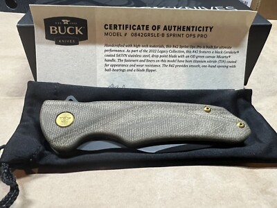 Buck 842 Legacy Collection Sprint Ops Pro Flipper Knife 3.125'' CPM-S45VN. 2022