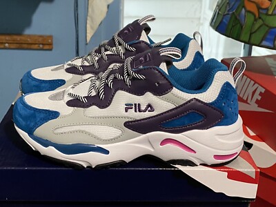 Womens Fila Ray Tracer White Blue Pen Purple Sz 6 Shoes Sneakers