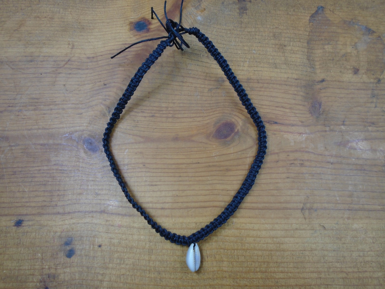 Hemp Choker Necklace With Cowrie Shells Adjustable Men's Women's Handmade USA