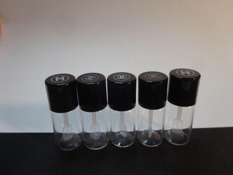 CHANEL Empty Glass Sample Jars Bottles with paddle MAKEUP Travel x 5