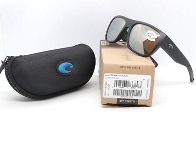 COSTA DEL MAR SAMPAN 580G SUNGLASSES Matte Black / Copper Silver Mirror GLASS