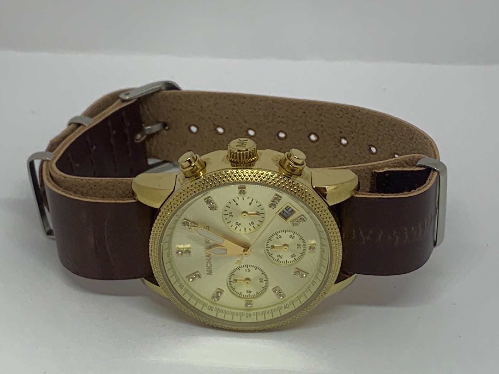 Michael Kors MK5676 Women\'s Leather Analog Dial Qu Michael Kors Ladies Gold Tone Bracelet Chronograph Watch  main image 3