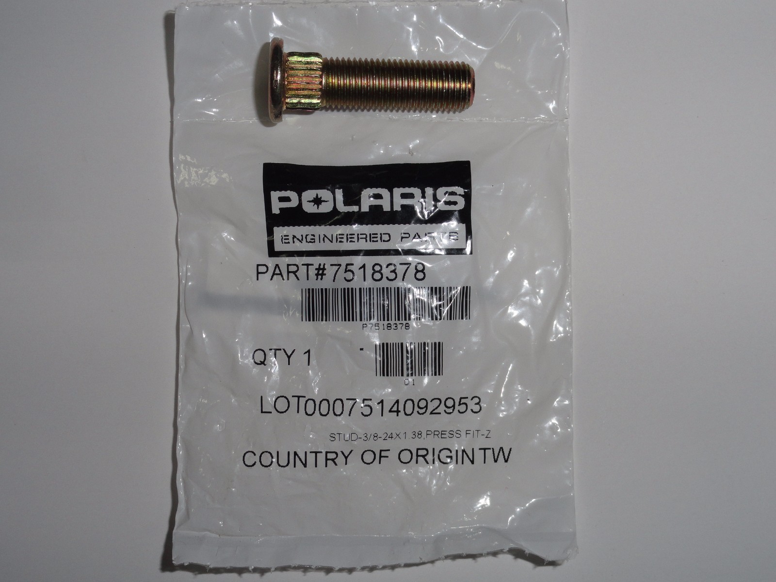 Polaris Wheel Stud 3/8-24x1.38 Ranger RZR Sportsman