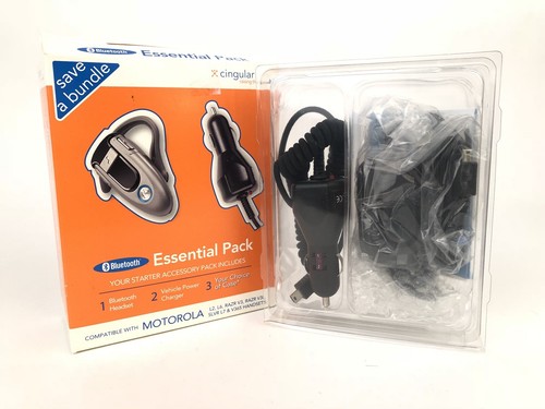 Motorola H500  Bluetooth Headset (Nickel) W/car Charger & Case Essential Bundle