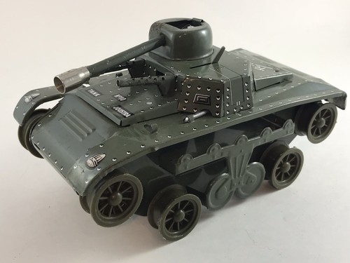 Vintage Tin Litho Toy TANK CHAR TCHAD N° 10 JOUSTRA