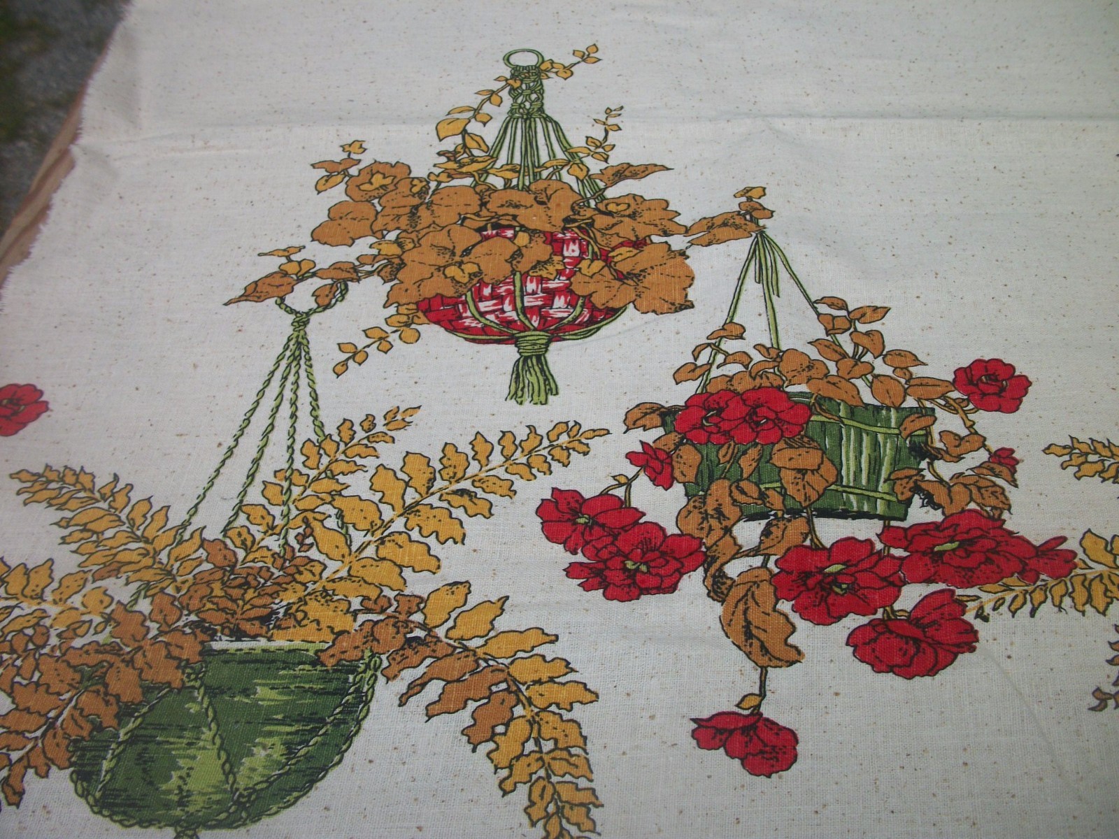 Border Material Hanging Flower Baskets 2.3 yard Vintage 1970s Kitchen MT146
