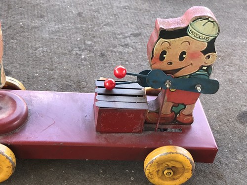 Antique Wood And Metal Pull Toy