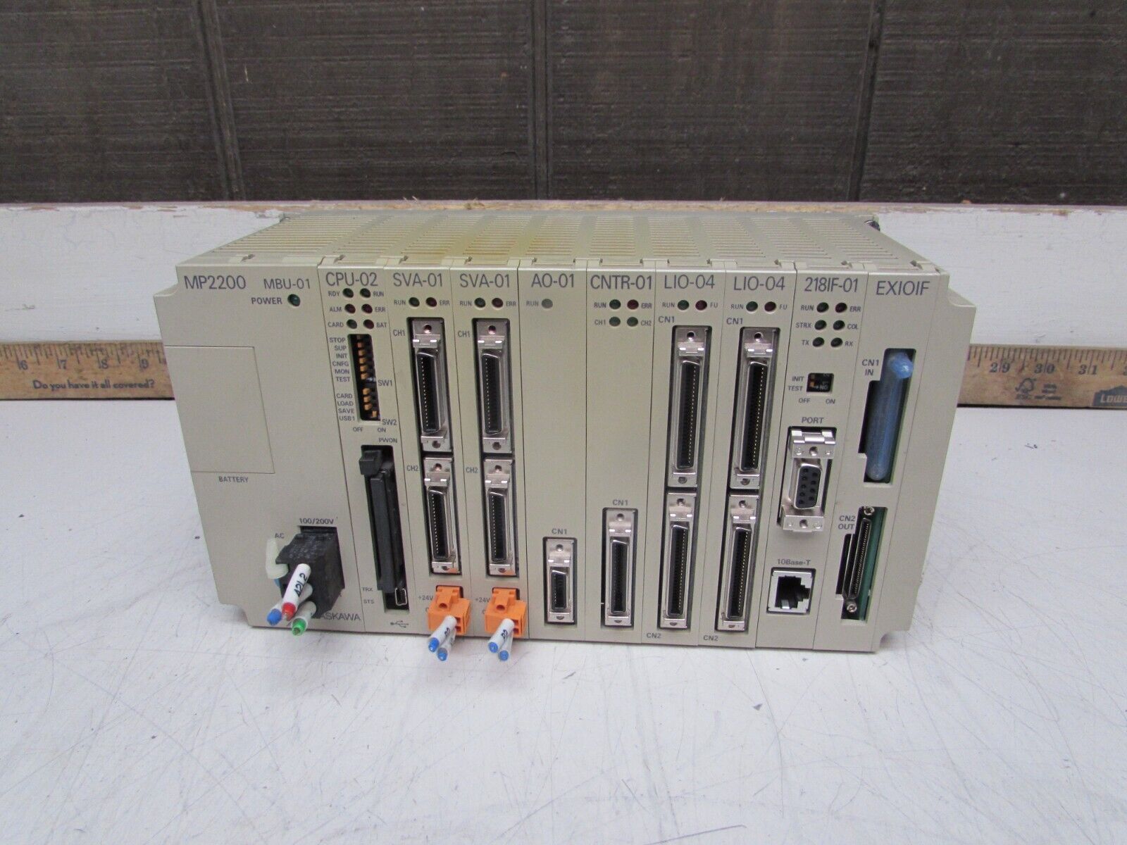 YASKAWA MP2200 MBU-01, w/ CPU-02, AO-01, SVA-01 x2, EXIOIF YASKAWA MP2200 MBU-01, w/ CPU-02, AO-01, SVA-01 x2, EXIOIF