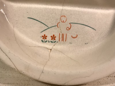 1947 Dutch Excello Ceramic Baby Food Dish Warming Bowl