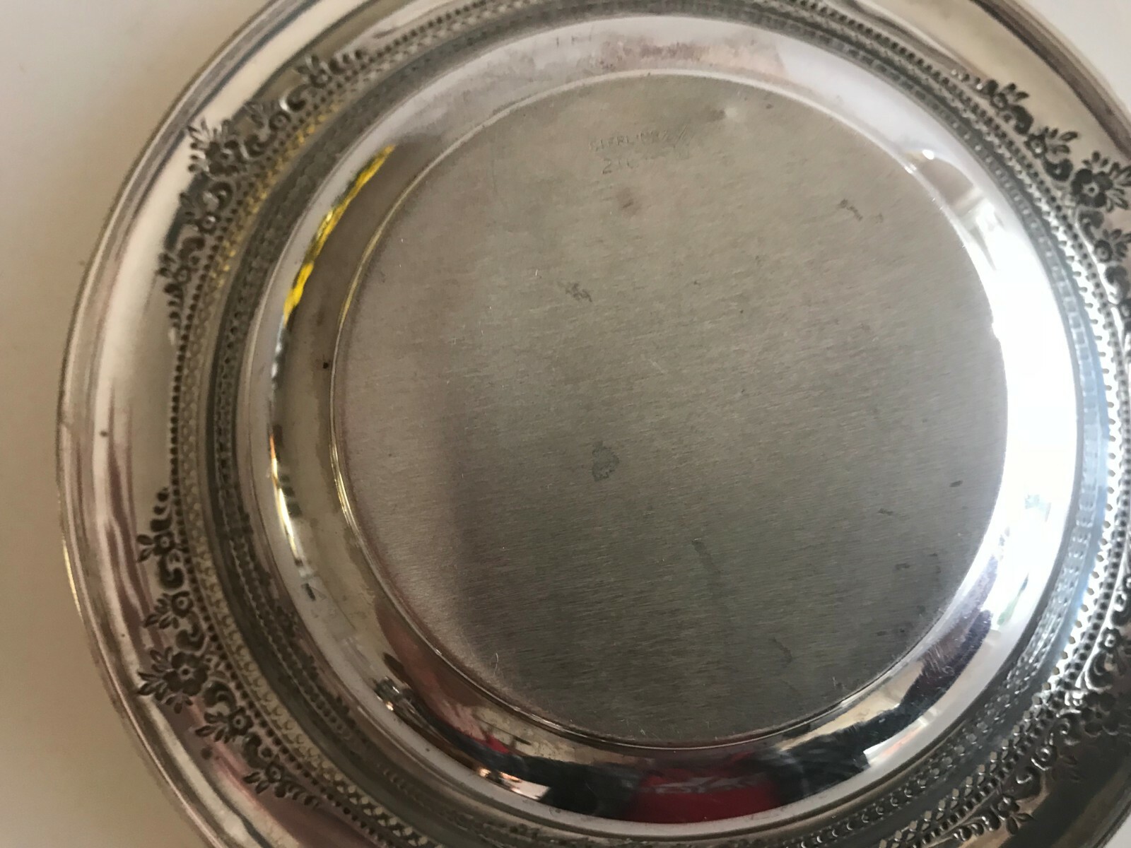 LUNT STERLING SILVER SMALL BOWL AMERICAN VICTORIAN RETICULATED BORDER FLOWERS