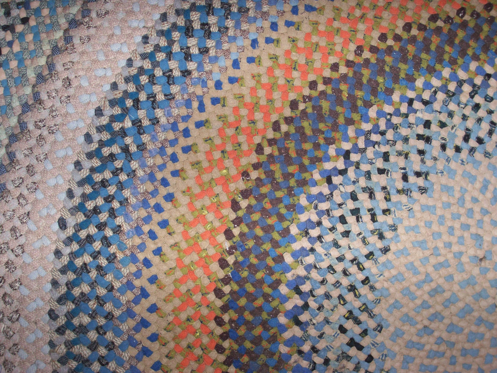 Vintage Antique Hand Handmade Circle Wool  Braided Rug 5'7