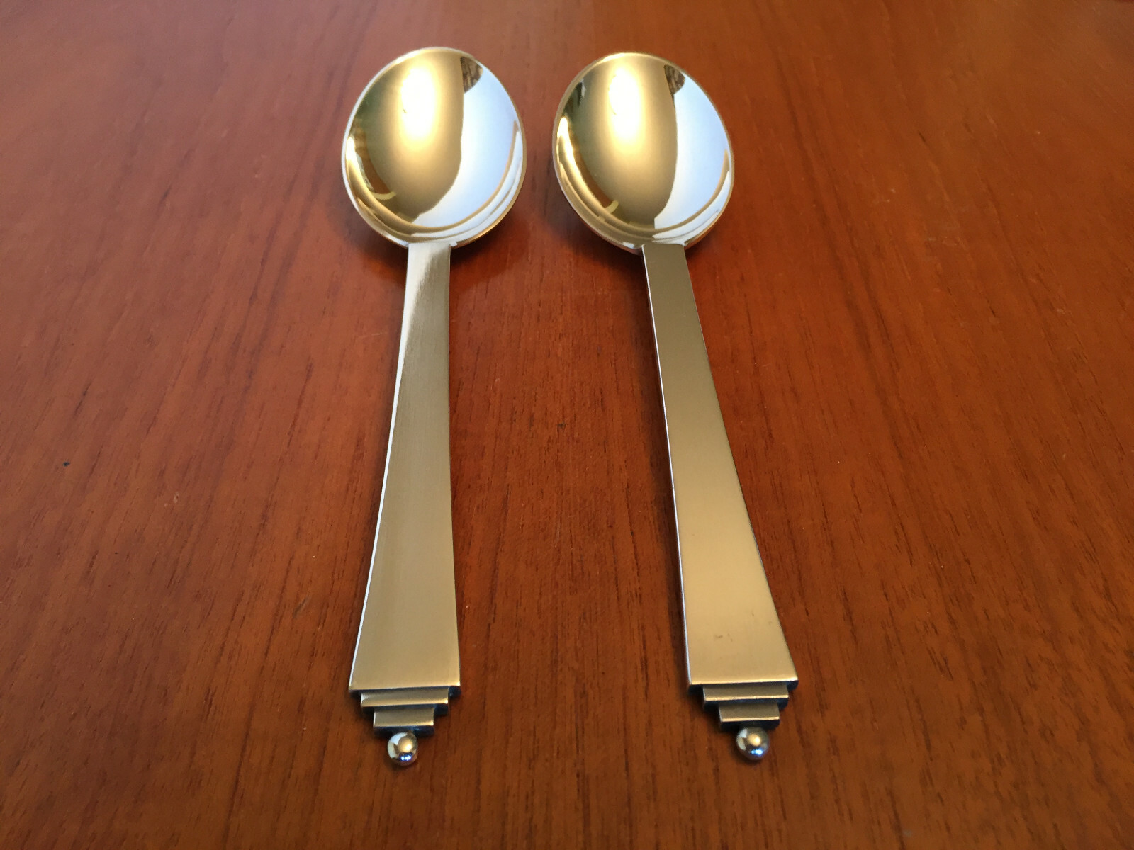 ONE Vintage GEORG JENSEN PYRAMID Sterling Silver Dinner Spoon 7.25 IN XLNT COND