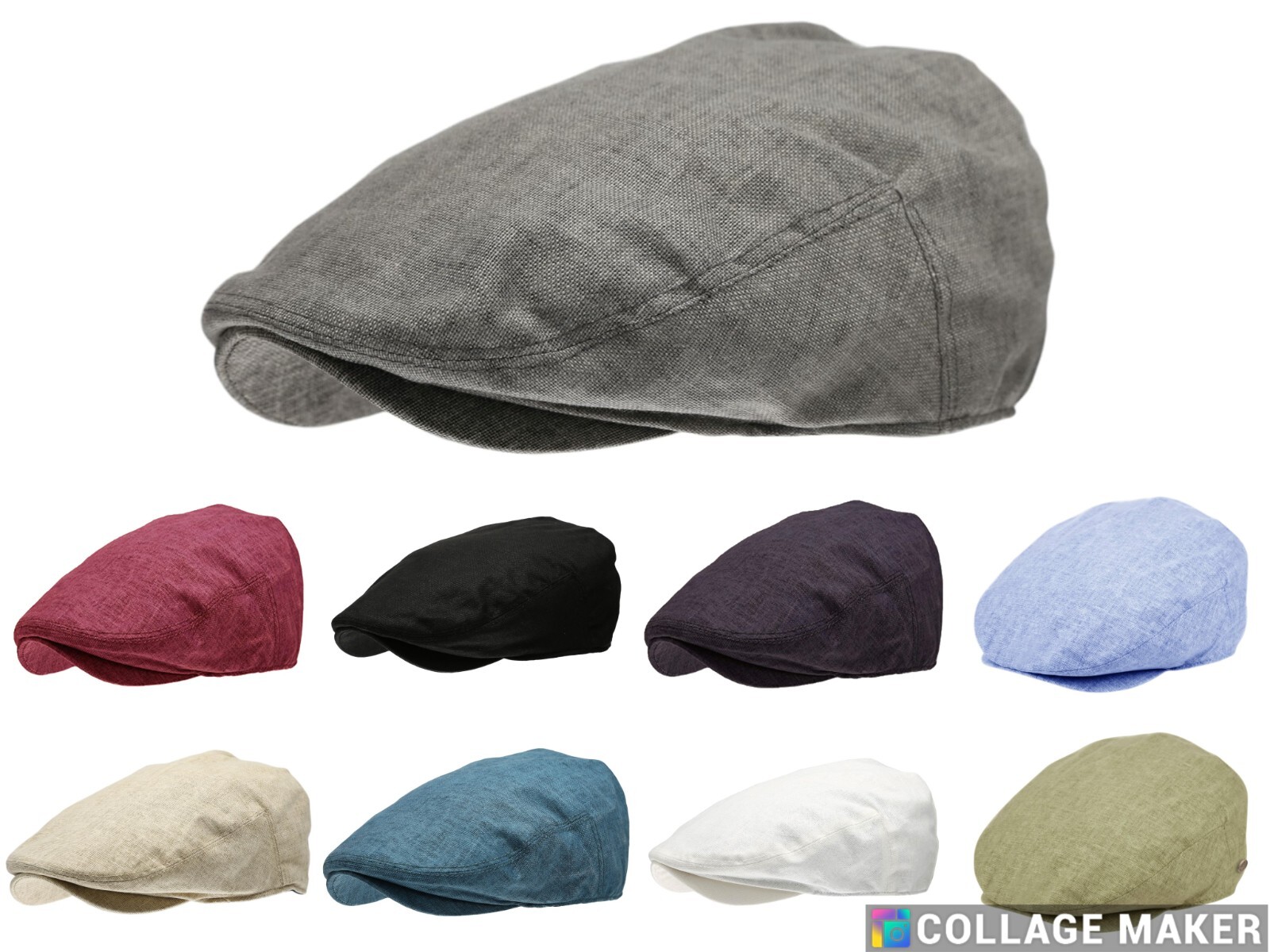 NEW YORK HAT LINEN NEWSBOY CAP USA製 XL Newsboy Caps for Men and Women - 100% Linen Plain Baker Boy