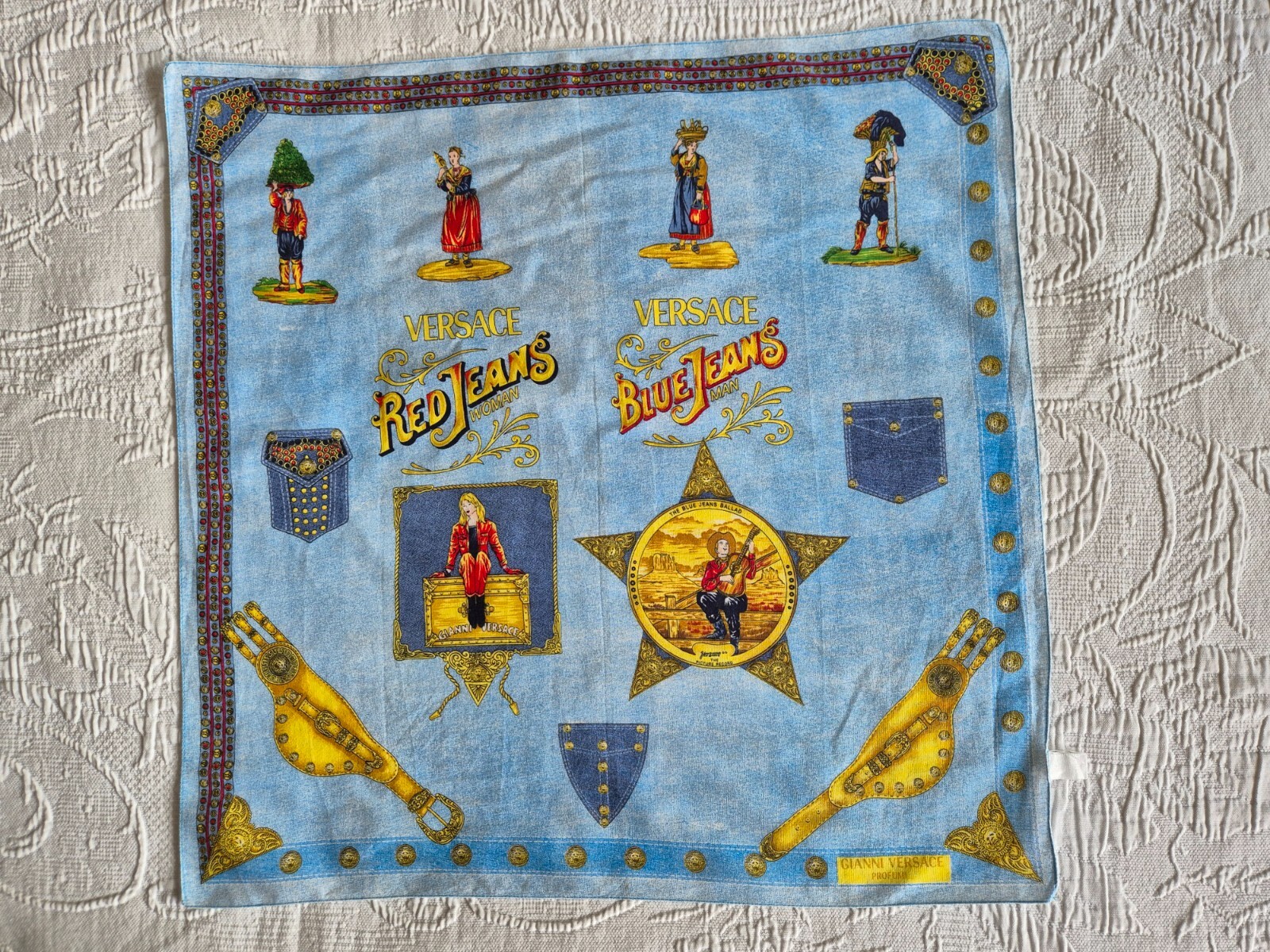 スカーフ Embroidery Versace 1978 Re Ed. Logo Scarf - Versace - Cotton Versace 1978 Re-Edition Logo Scarf - Bergdorf Goodman