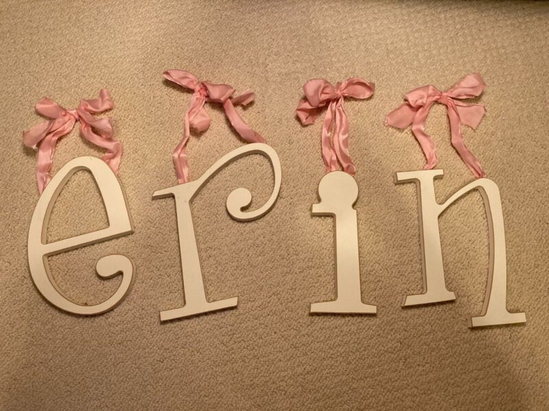 Target Hanging Wooden Letters "erin" Whimsical Pink Ribbon