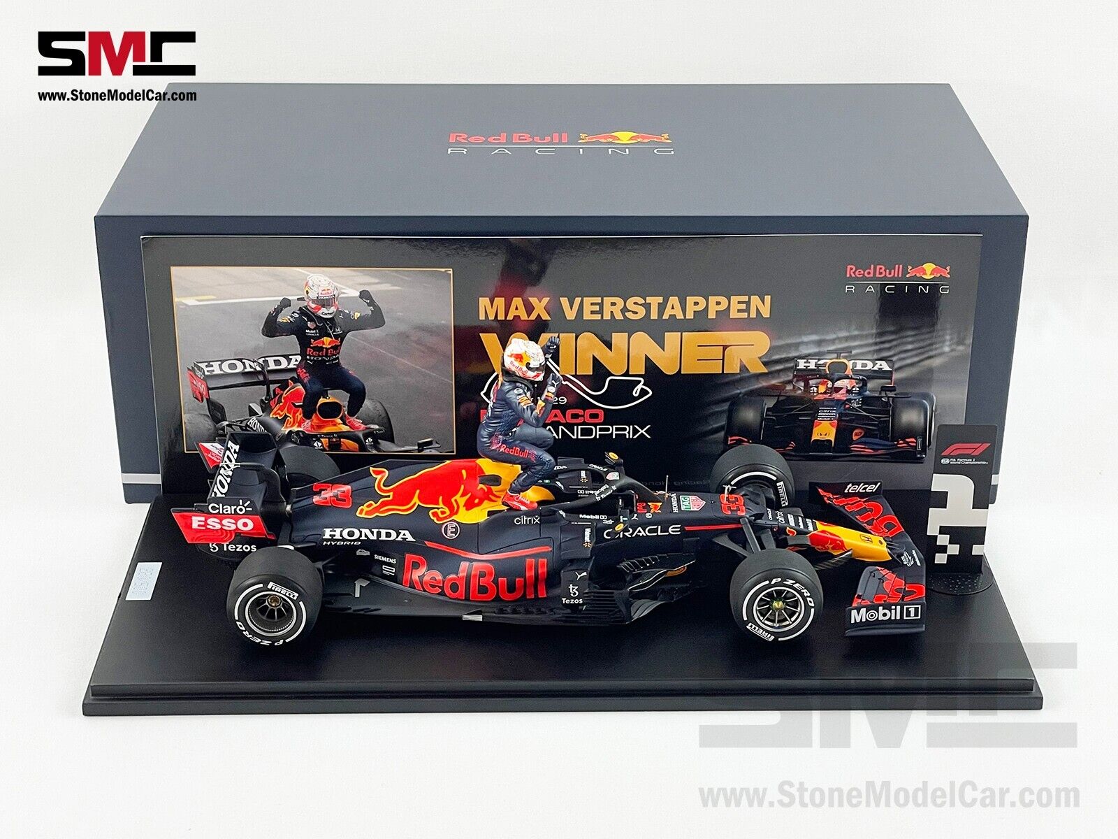 Red Bull F1 RB16B 33 Max Verstappen Monaco 2021 World Champion 1:18 Spark Figure Red Bull F1 RB16B 33 Max Verstappen Monaco 2021 World Champion 1:18 Spark Figure