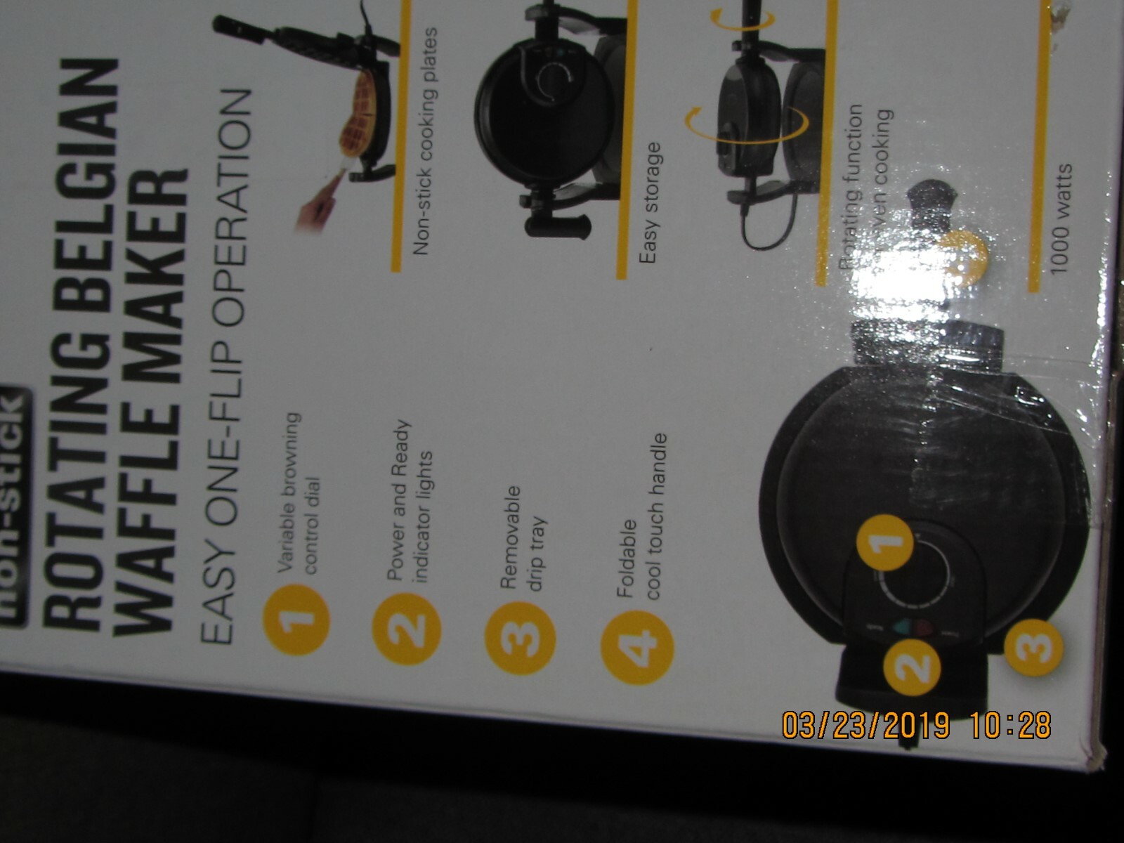 New Bella Rotating Waffle Maker Non Stick Black TSK-2126BW 13591