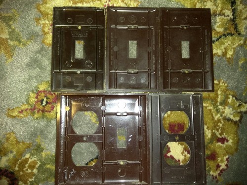 Vintage Brown / Black Bakelite Outlet Wall Plate Switch Duplex Cover various lot