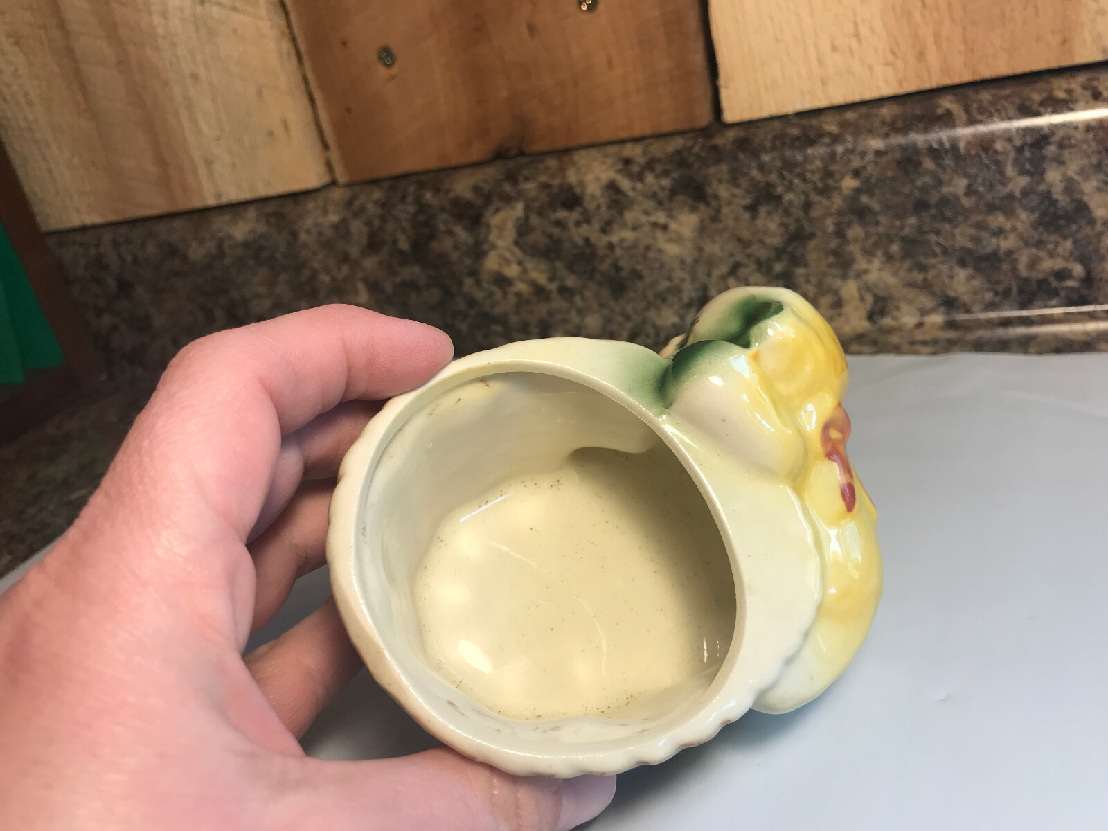 Vintage Ceramic Cat with Basket Planter