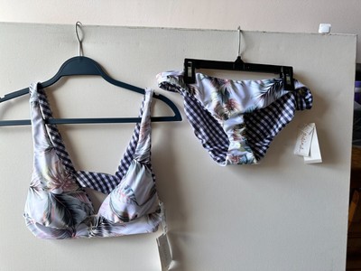 NWT $86 RAISINS JUNIOR SWIMSUIT LARGE L 2 PC BIKINI REVERSIBLE ISLAND TROPICS ne